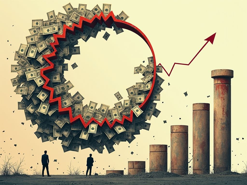 The deflationary spiral: A cycle of falling prices and economic stagnation.